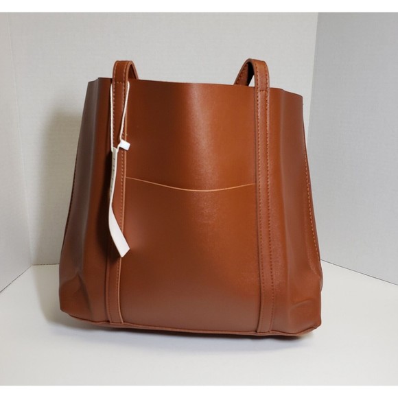 Henny and Lev Handbags - Henny & Lev Vegan Faux Leather Tan Tote Bag Purse Dust Cover NWT